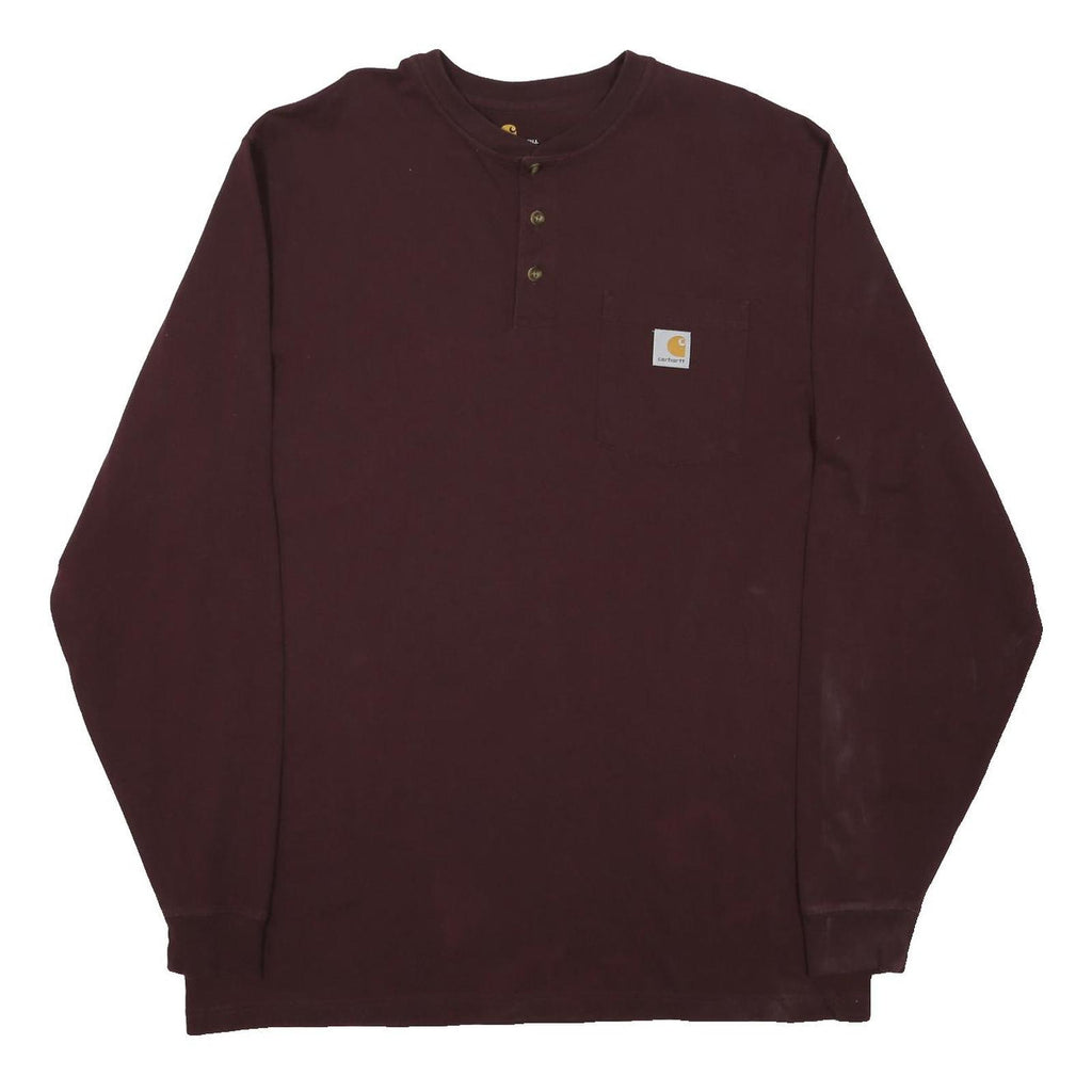 POLO RALPH LAUREN Mens Maroon Long Sleeve Henley L Cotton Casual