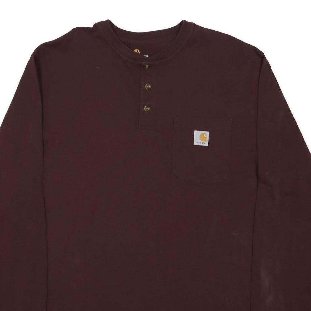 POLO RALPH LAUREN Mens Maroon Long Sleeve Henley L Cotton Casual