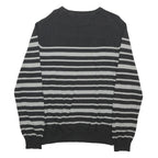 TOMMY HILFIGER Mens Grey & Light Grey Striped Pattern Crew Neck Basic Knit