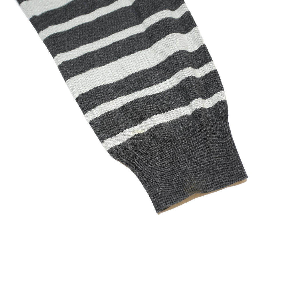 TOMMY HILFIGER Mens Grey & Light Grey Striped Pattern Crew Neck Basic Knit