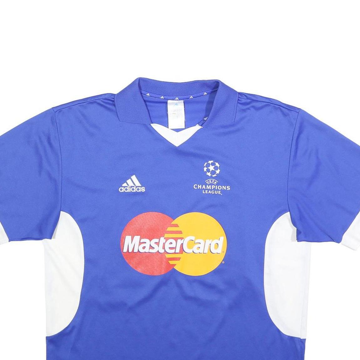 ADIDAS Mens Blue & White UEFA Champions League Football Shirt M Short Sleeve