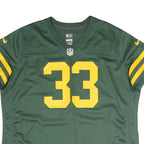 NIKE Womens Green & Yellow Sports Football T-Shirt 2XL Short Sleeve V-Neck NFL