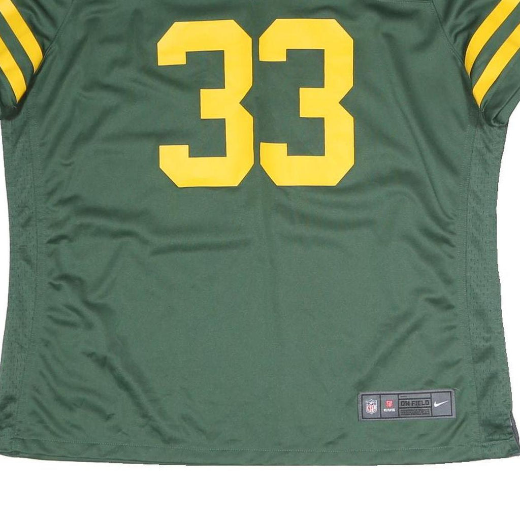 NIKE Womens Green & Yellow Sports Football T-Shirt 2XL Short Sleeve V-Neck NFL