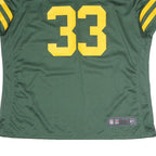 NIKE Womens Green & Yellow Sports Football T-Shirt 2XL Short Sleeve V-Neck NFL