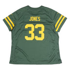 NIKE Womens Green & Yellow Sports Football T-Shirt 2XL Short Sleeve V-Neck NFL