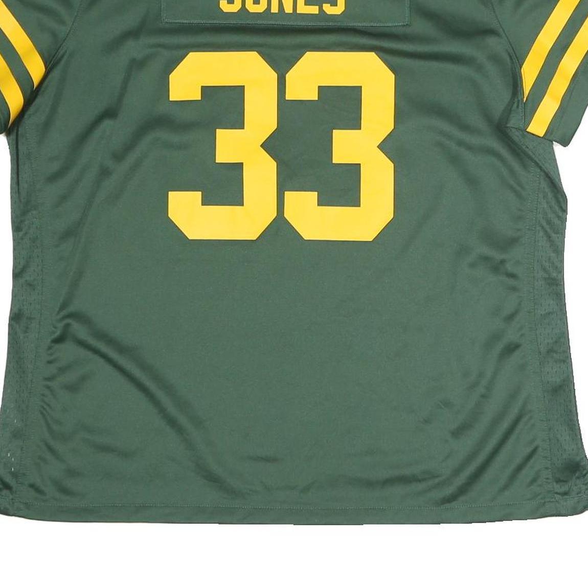 NIKE Womens Green & Yellow Sports Football T-Shirt 2XL Short Sleeve V-Neck NFL