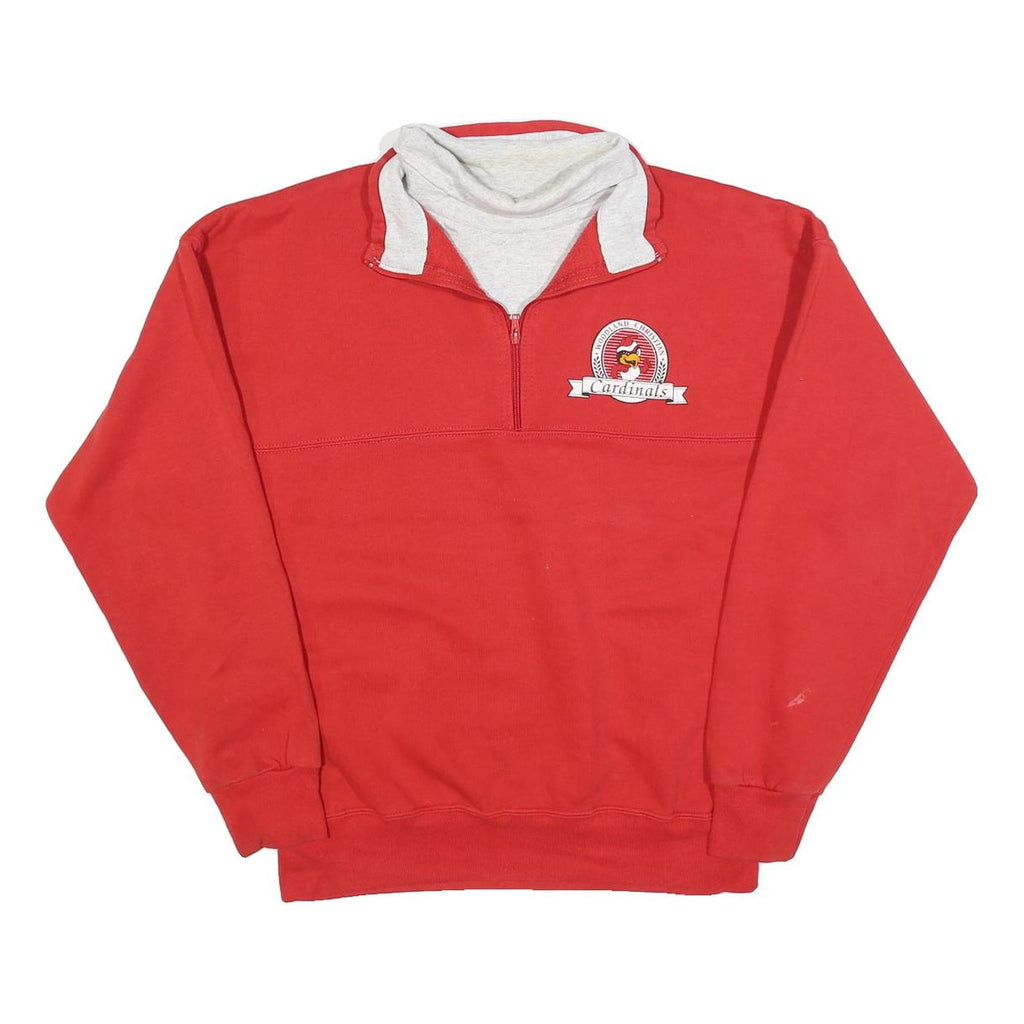 DODGER Mens Red Cardinals 1/4 Zip L Sweatshirt Cotton Blend Pullover Casual