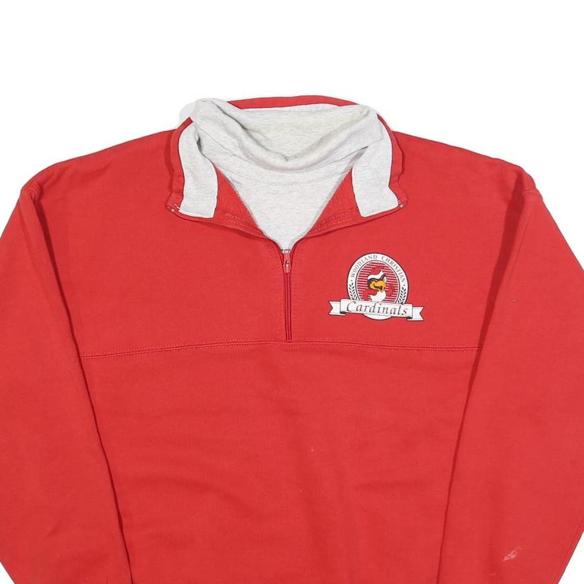 DODGER Mens Red Cardinals 1/4 Zip L Sweatshirt Cotton Blend Pullover Casual