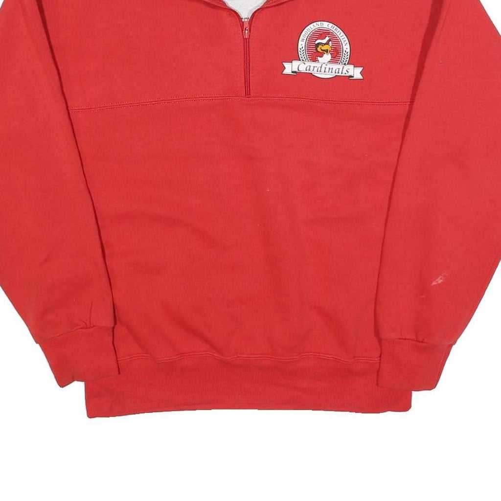 DODGER Mens Red Cardinals 1/4 Zip L Sweatshirt Cotton Blend Pullover Casual