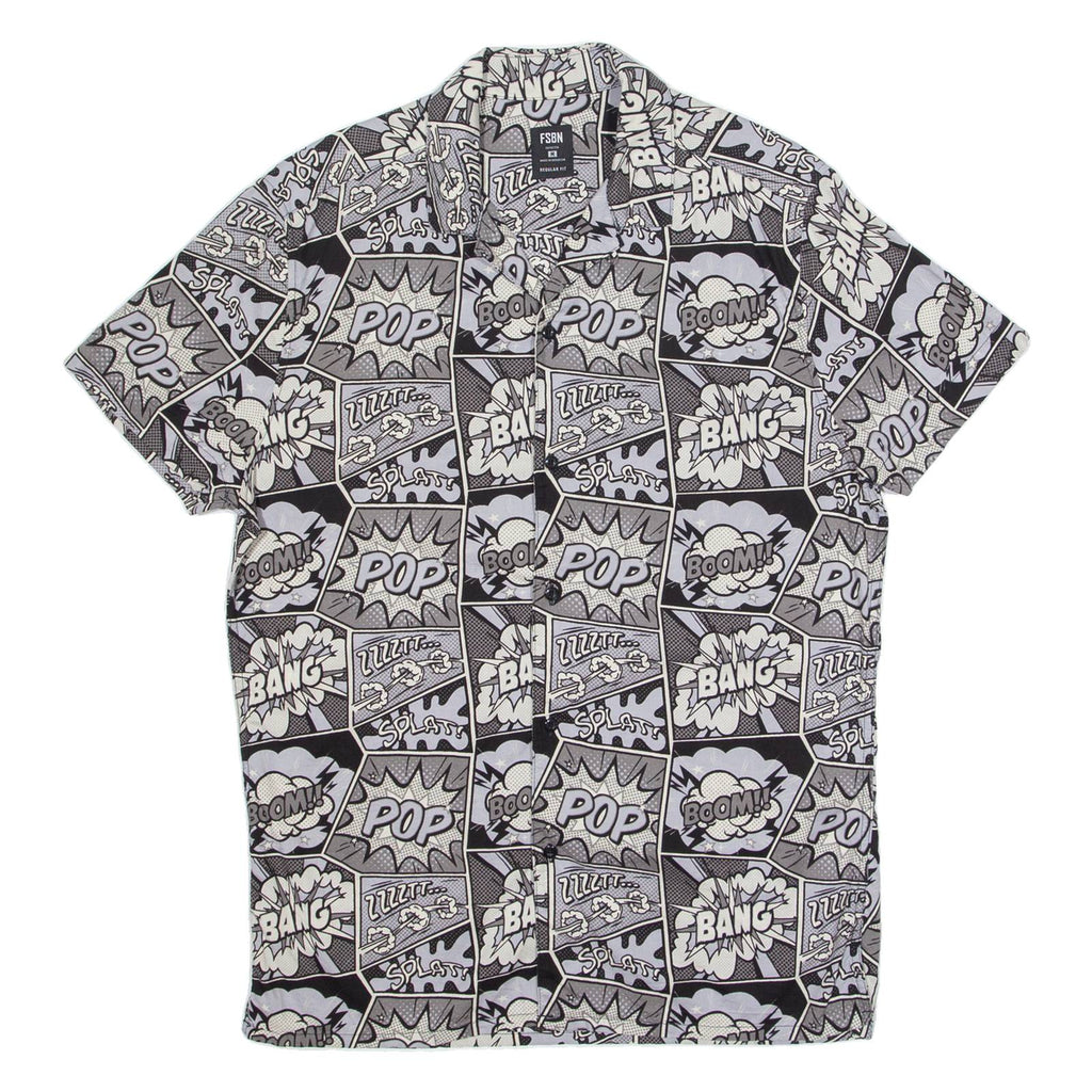 FSBN Pop Art Mens Shirt Grey Crazy Pattern M