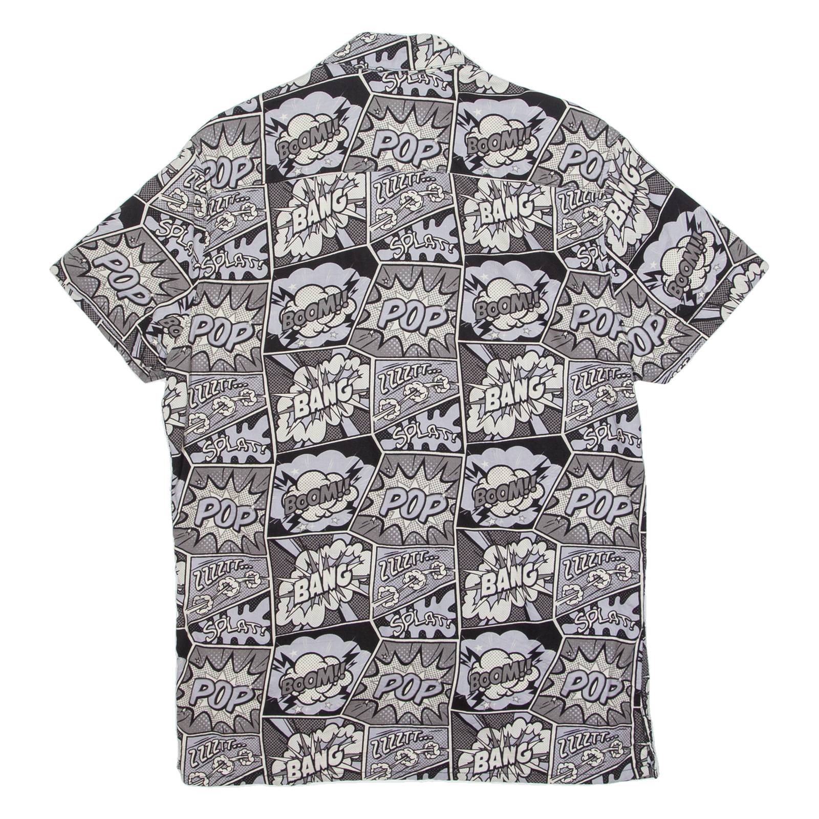 FSBN Pop Art Mens Shirt Grey Crazy Pattern M