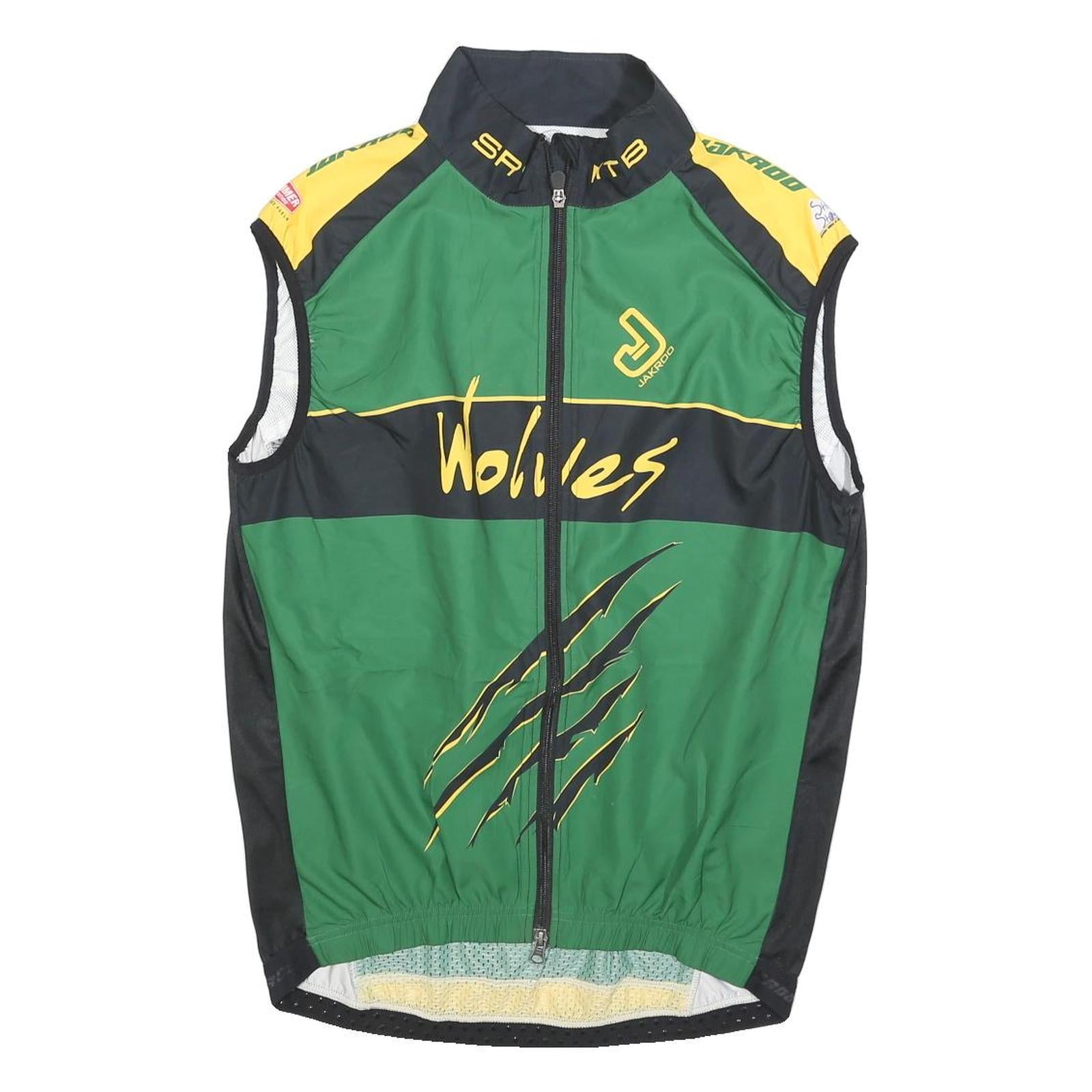 JAKROO Mens Green Black & Yellow Cycling Sleeveless Crew Neck 2XL Jersey