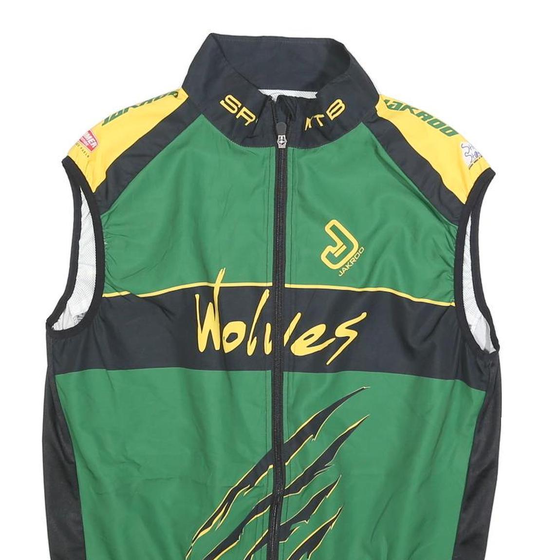 JAKROO Mens Green Black & Yellow Cycling Sleeveless Crew Neck 2XL Jersey