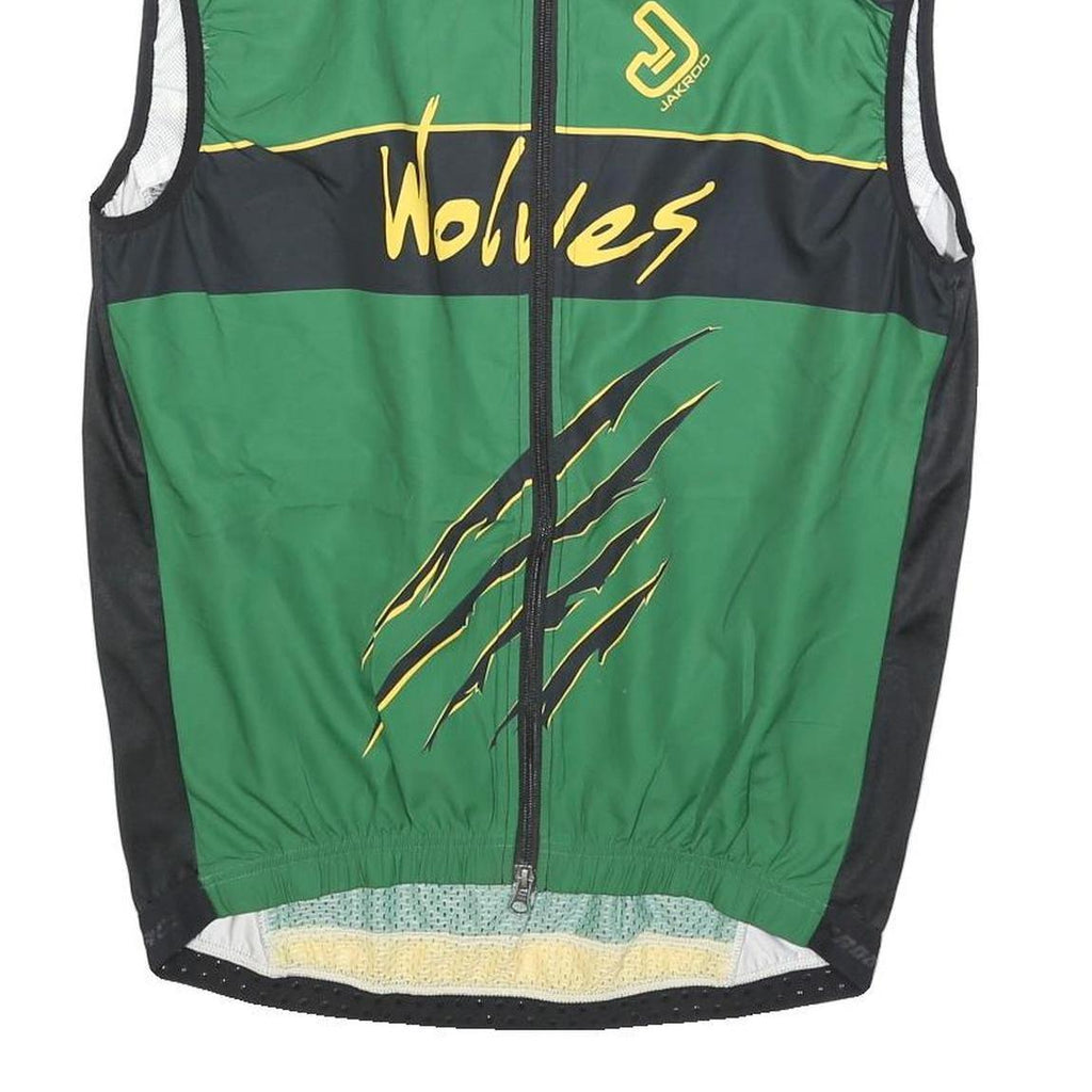 JAKROO Mens Green Black & Yellow Cycling Sleeveless Crew Neck 2XL Jersey