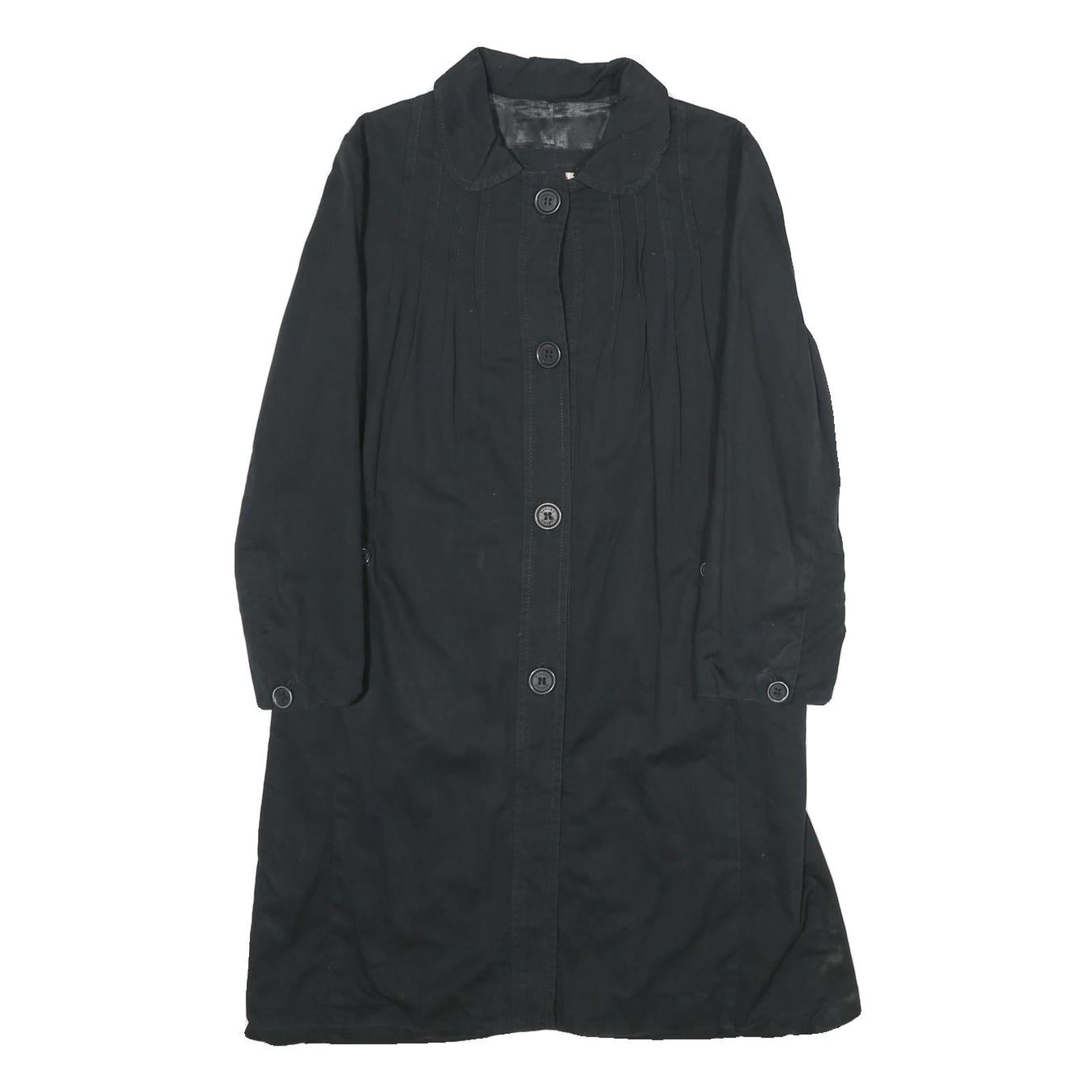 SANDRO Womens Black Cotton Button Jacket UK 8 Classic Fit Long Sleeve Plain