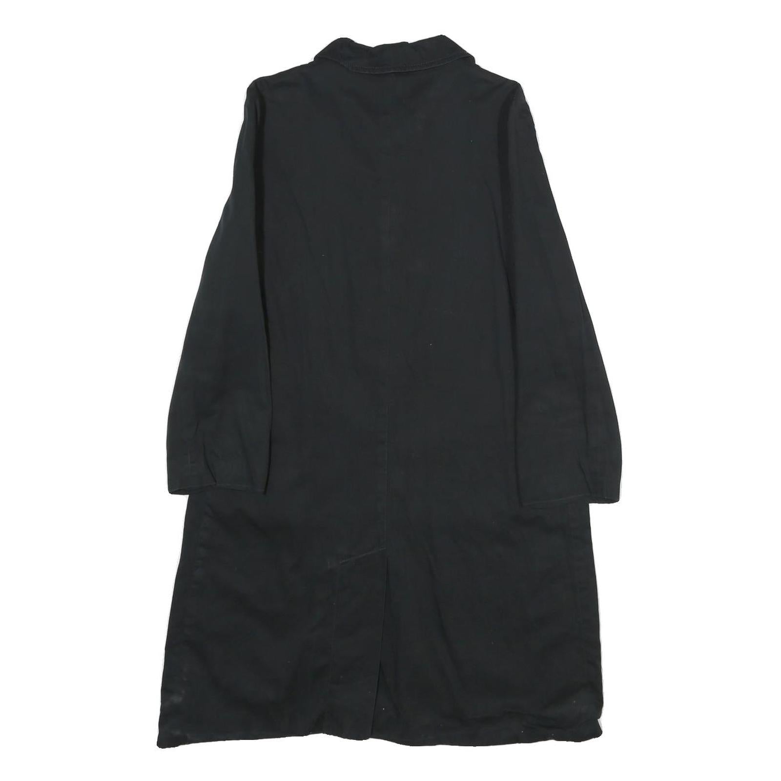 SANDRO Womens Black Cotton Button Jacket UK 8 Classic Fit Long Sleeve Plain