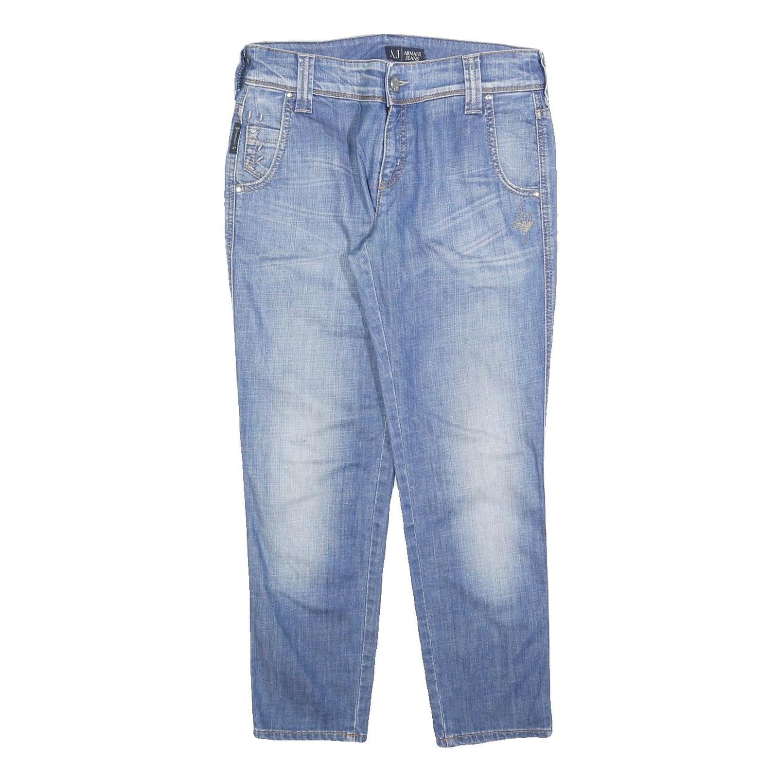 ARMANI JEANS Womens Slim Blue Denim Medium Slim Fit W30 L25 Fashion Zip