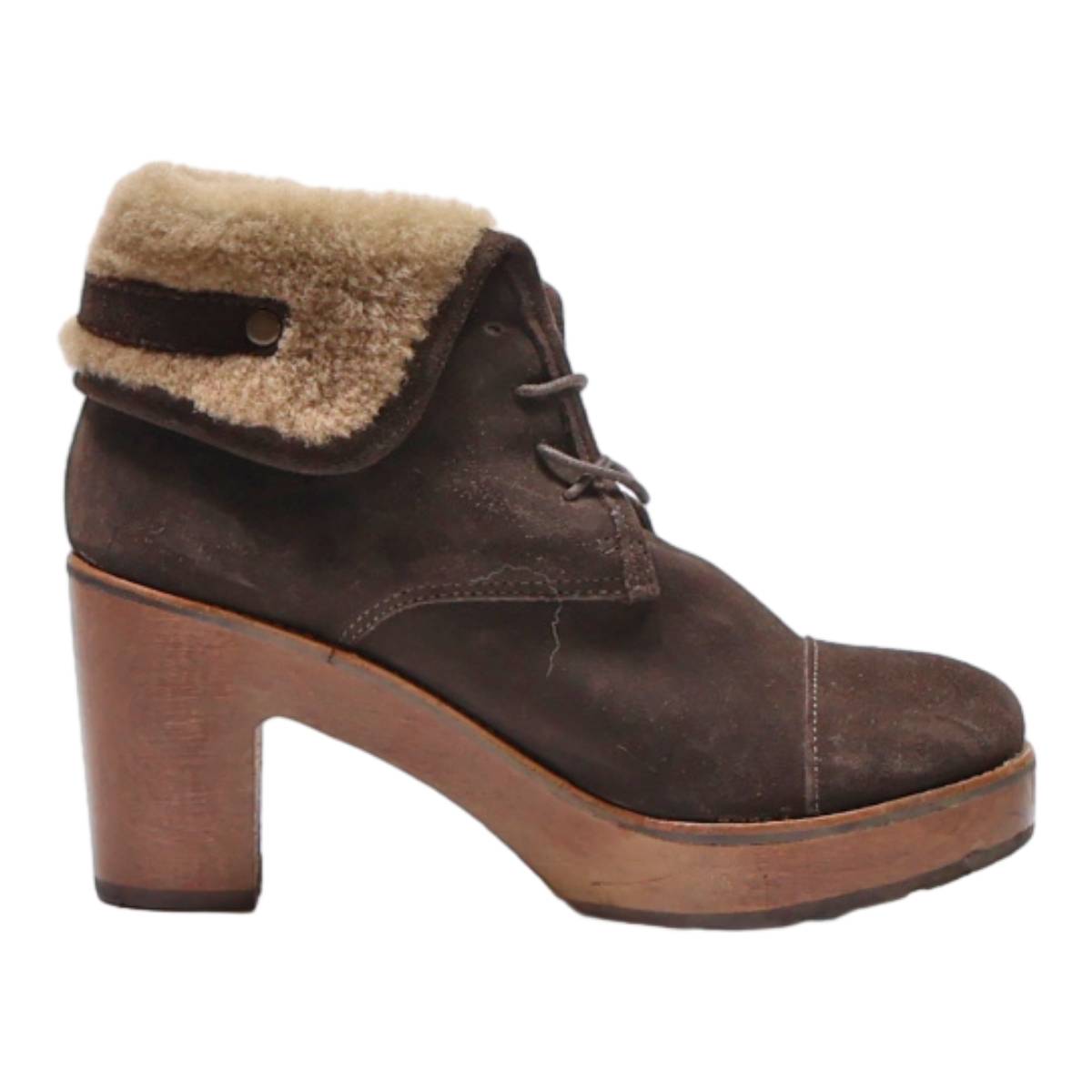 SCHOLL Ankle Boots Brown Leather Womens UK 4