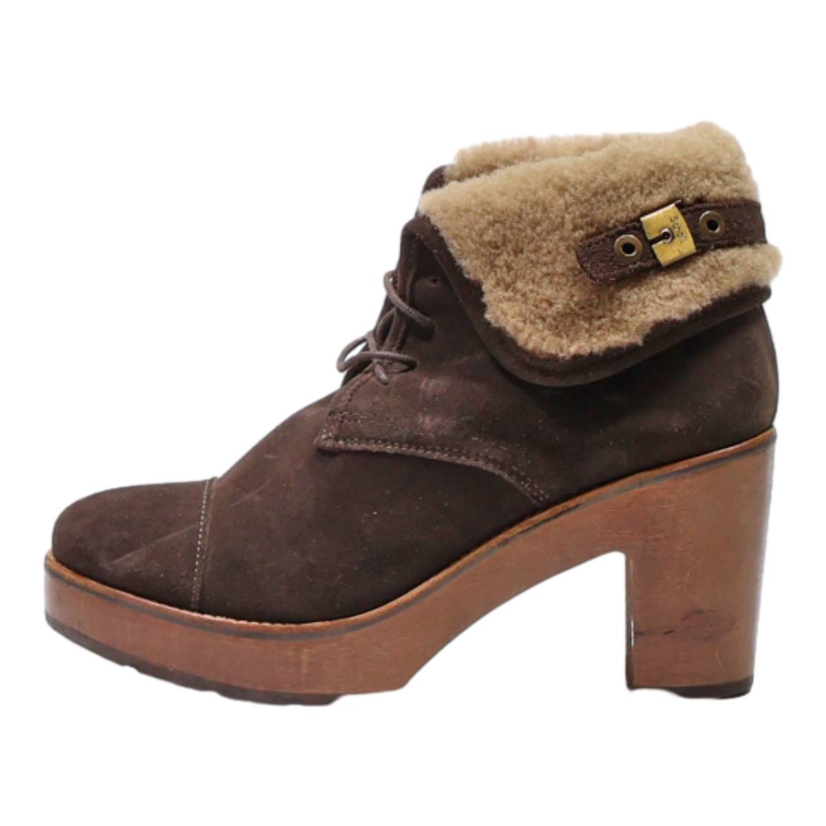 SCHOLL Ankle Boots Brown Leather Womens UK 4