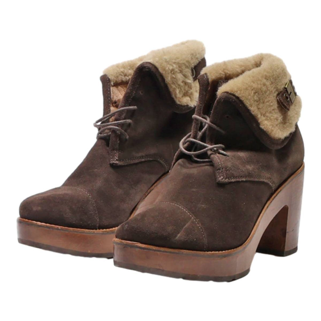 SCHOLL Ankle Boots Brown Leather Womens UK 4