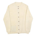 Womens Cream Plain Jumper Button Up Round Neck Basic Knit M Chunky Knit Pocket