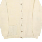 Womens Cream Plain Jumper Button Up Round Neck Basic Knit M Chunky Knit Pocket