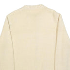 Womens Cream Plain Jumper Button Up Round Neck Basic Knit M Chunky Knit Pocket