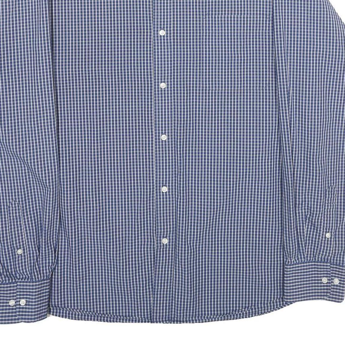 TOMMY HILFIGER Mens Blue Check Shirt XL Classic Cotton Long Sleeve Button