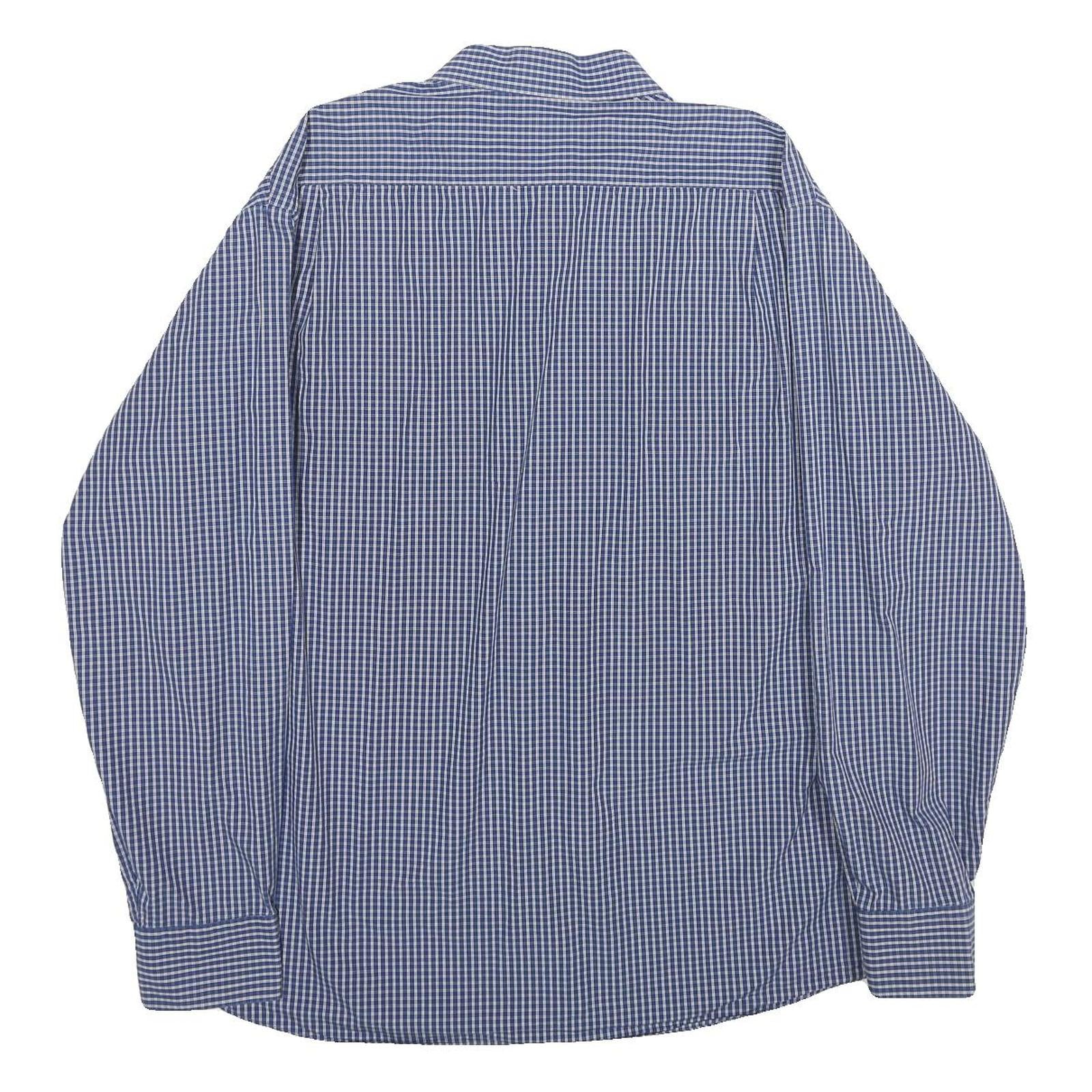 TOMMY HILFIGER Mens Blue Check Shirt XL Classic Cotton Long Sleeve Button