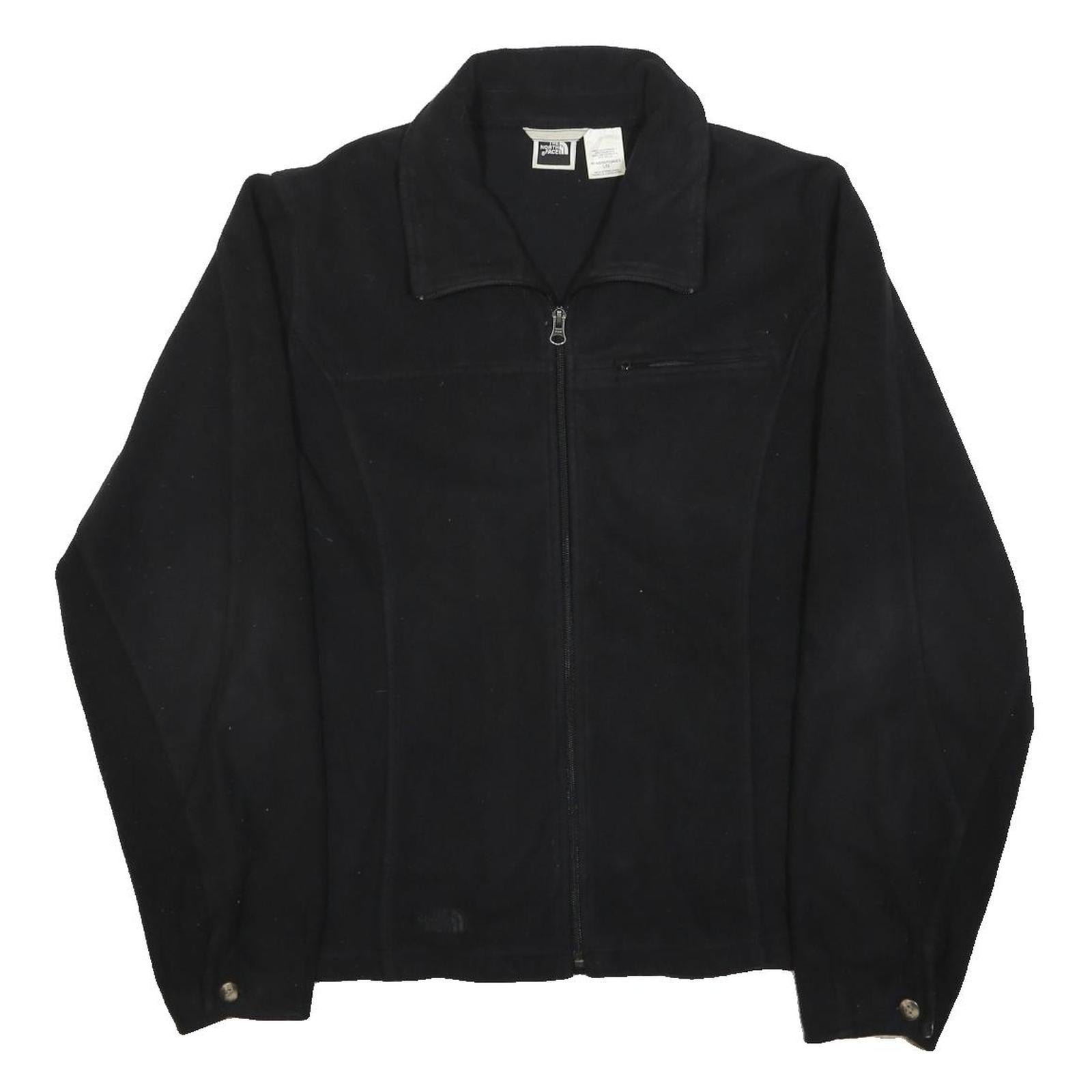 THE NORTH FACE Womens Black Jacket L Polyester Zip Plain Outdoor Casual