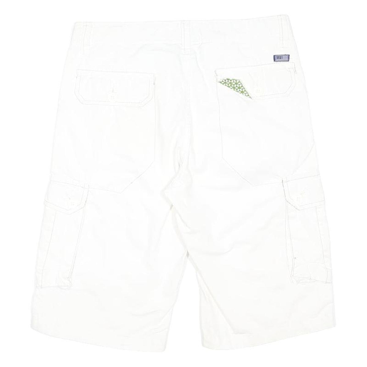 ROYAL MARINES Womens White Casual Cargo Shorts UK 12 W30 Cotton Blend Patches