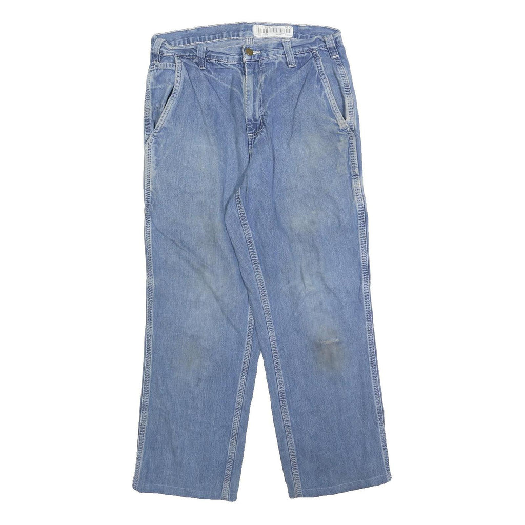 CARHARTT Mens Relaxed Blue Denim Zip Jeans W30 L26 Workwear Utility