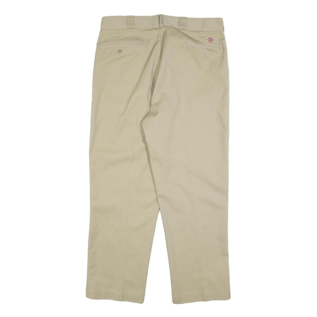 DICKIES Mens Cotton Blend Beige Relaxed Straight Trousers W38 L29 Workwear