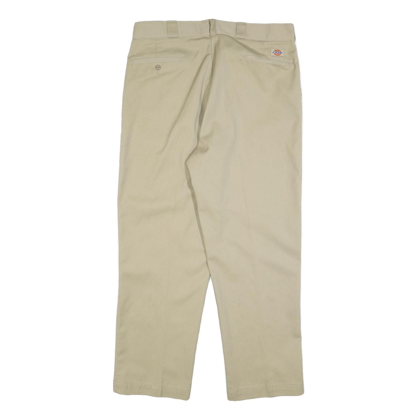 DICKIES Mens Cotton Blend Beige Relaxed Straight Trousers W38 L29 Workwear