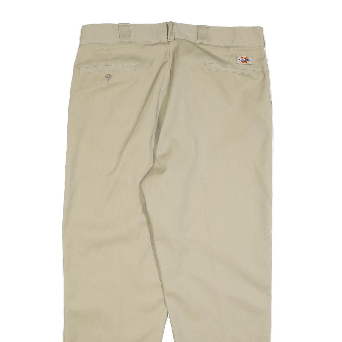 DICKIES Mens Cotton Blend Beige Relaxed Straight Trousers W38 L29 Workwear