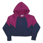ADIDAS Womens Navy & Purple Cropped Hoodie UK 10 Cotton Blend Sports Sweatshirt