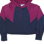 ADIDAS Womens Navy & Purple Cropped Hoodie UK 10 Cotton Blend Sports Sweatshirt