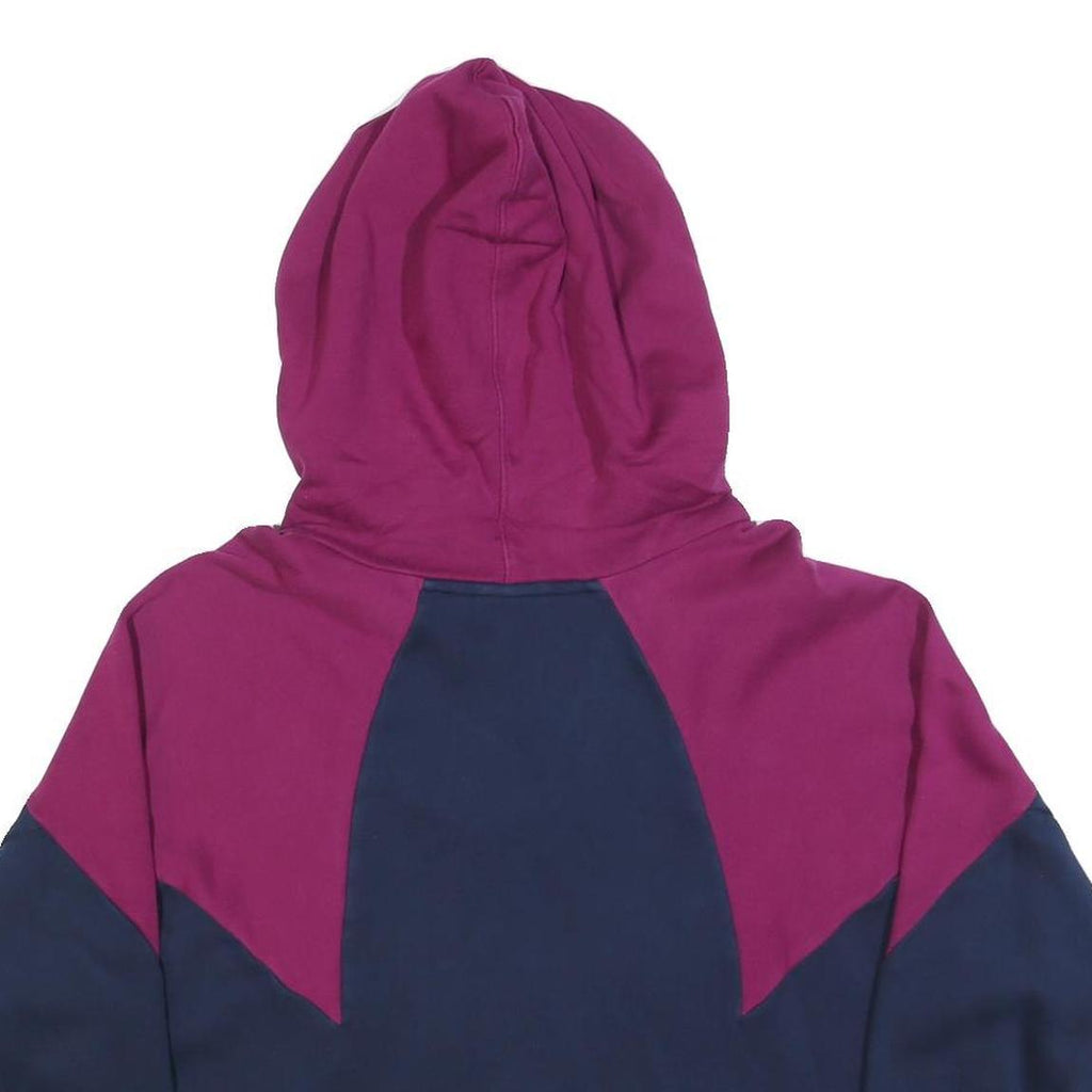 ADIDAS Womens Navy & Purple Cropped Hoodie UK 10 Cotton Blend Sports Sweatshirt