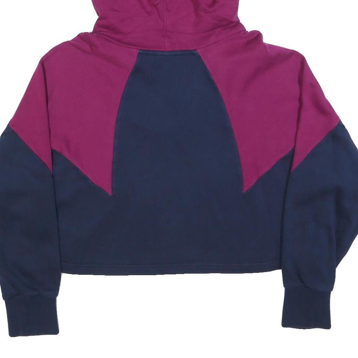 ADIDAS Womens Navy & Purple Cropped Hoodie UK 10 Cotton Blend Sports Sweatshirt