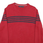 NAUTICA Mens Red & Navy Patterned Jumper Crew Neck Basic Knit L Cotton Blend