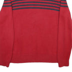 NAUTICA Mens Red & Navy Patterned Jumper Crew Neck Basic Knit L Cotton Blend