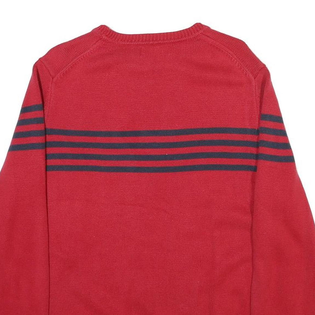 NAUTICA Mens Red & Navy Patterned Jumper Crew Neck Basic Knit L Cotton Blend
