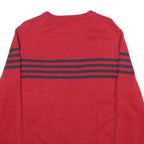 NAUTICA Mens Red & Navy Patterned Jumper Crew Neck Basic Knit L Cotton Blend