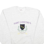 JERZEES Mens Grey Saint Christine's Crest Crew Neck L Sweatshirt Cotton Blend