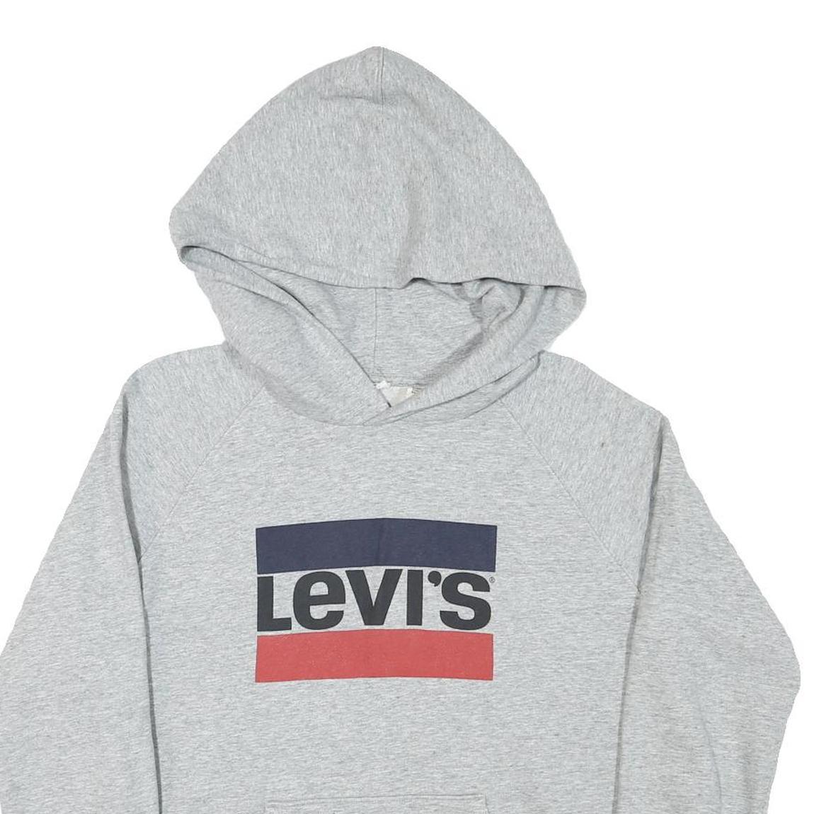 LEVI'S Mens Grey Hoodie M Cotton Blend Pullover Hooded Sweatshirt Casual