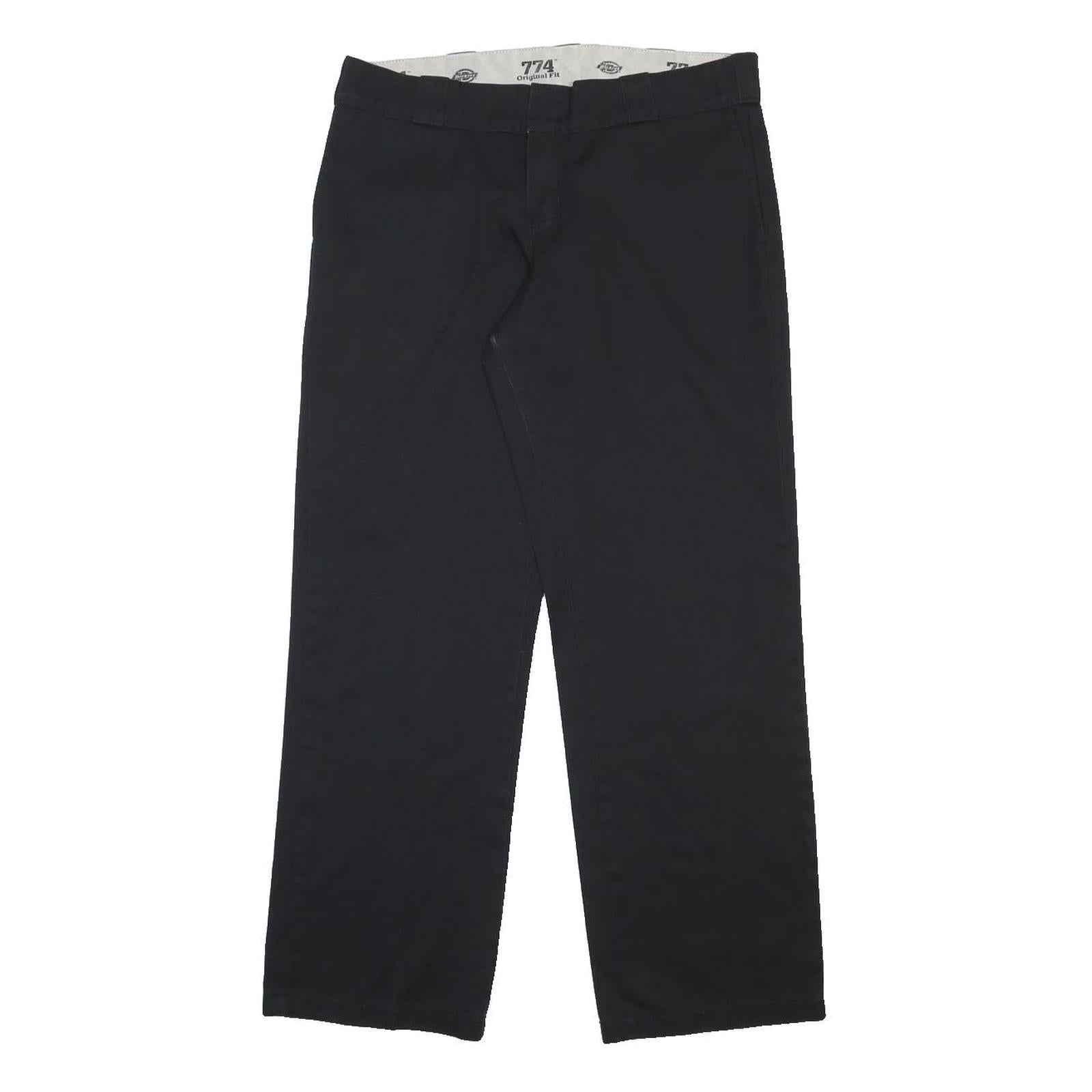 DICKIES Womens Cotton Blend Black Regular Fit Straight Trousers W32 L30 Zip