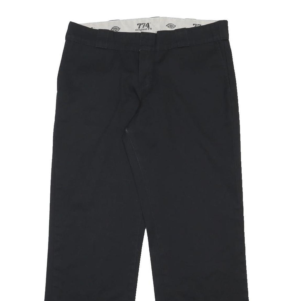 DICKIES Womens Cotton Blend Black Regular Fit Straight Trousers W32 L30 Zip