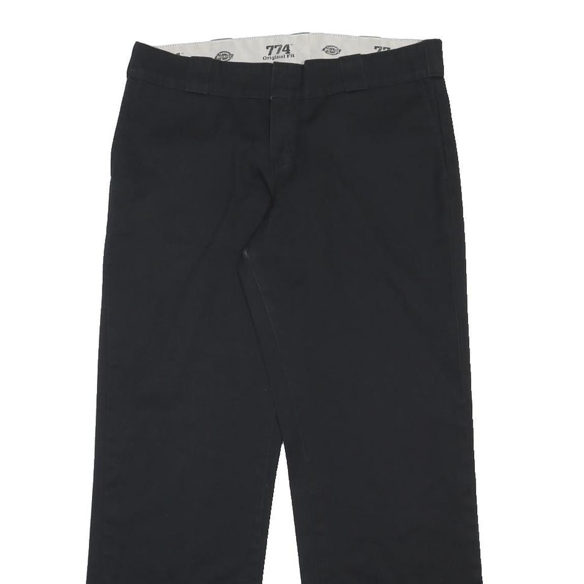 DICKIES Womens Cotton Blend Black Regular Fit Straight Trousers W32 L30 Zip