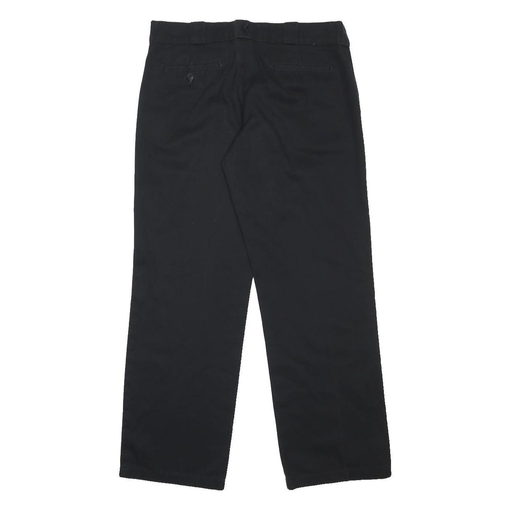 DICKIES Womens Cotton Blend Black Regular Fit Straight Trousers W32 L30 Zip