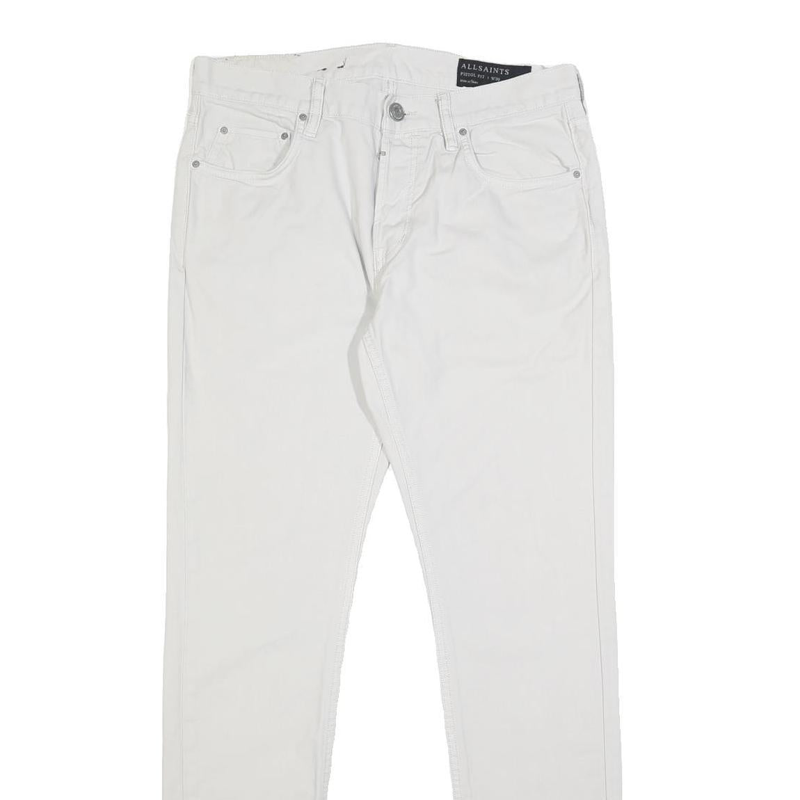 ALL SAINTS Mens Slim White Jeans Cotton Button W30 L31 Stylish Casual Wear
